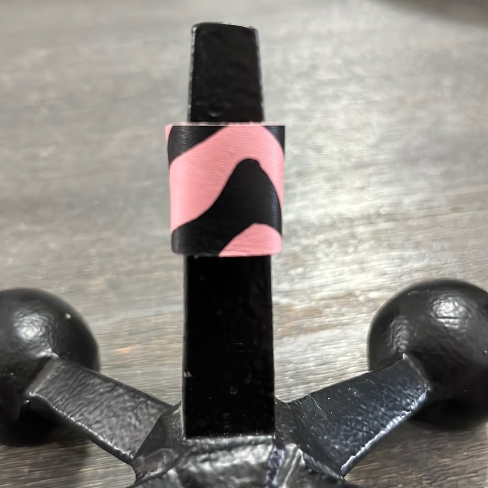 Punk Black & Pink Patterned Faux Leather Rings